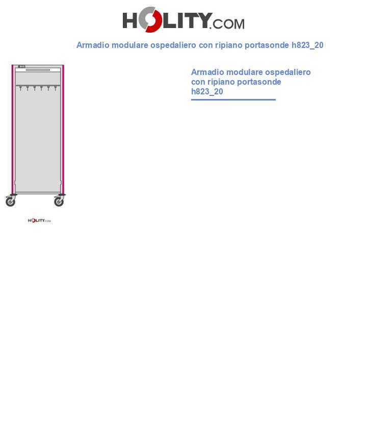Armadio modulare ospedaliero con ripiano portasonde h823_20