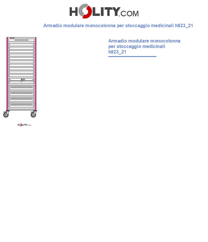 Armadio modulare monocolonna per stoccaggio medicinali h823_21