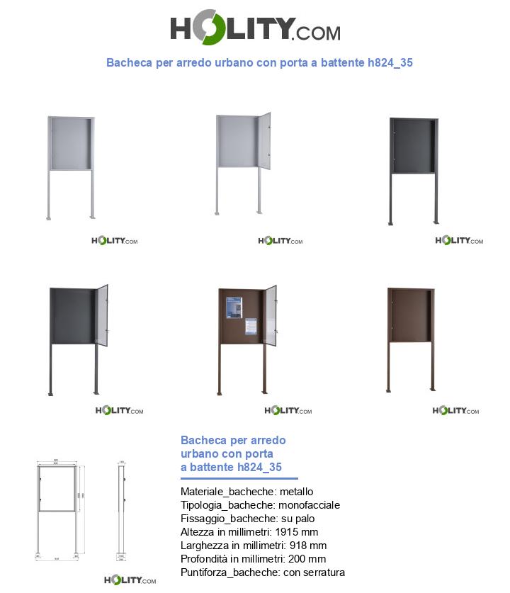 Bacheca per arredo urbano con porta a battente h824_35