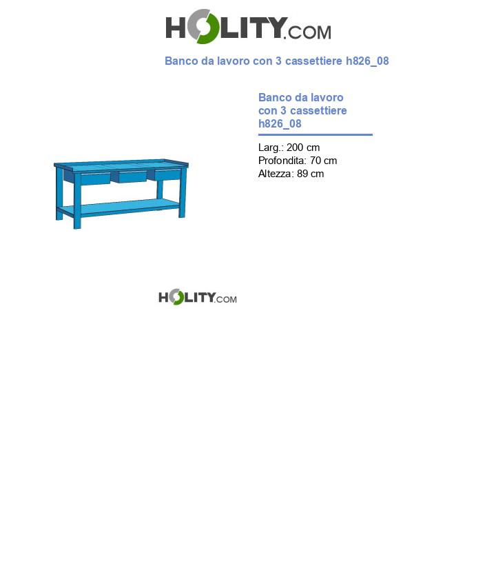 Banco da lavoro con 3 cassettiere h826_08