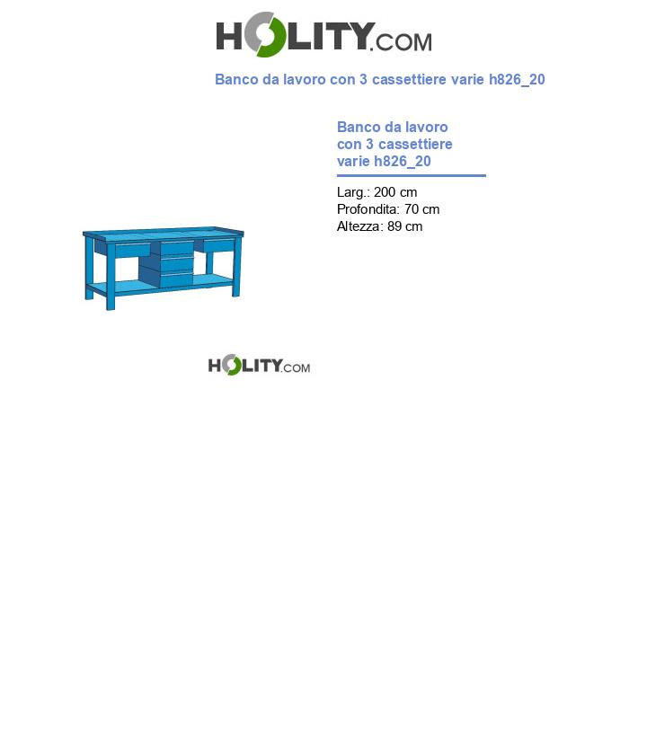 Banco da lavoro con 3 cassettiere varie h826_20