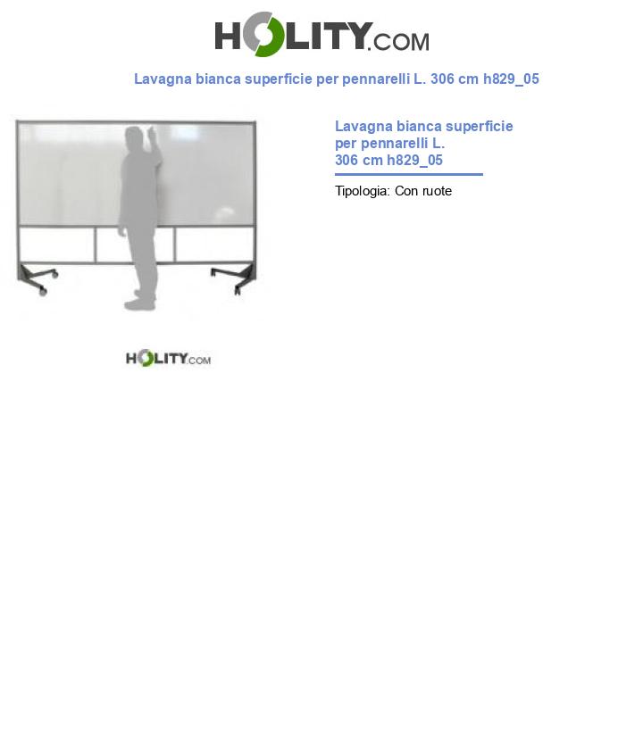 Lavagna bianca superficie per pennarelli L. 306 cm h829_05