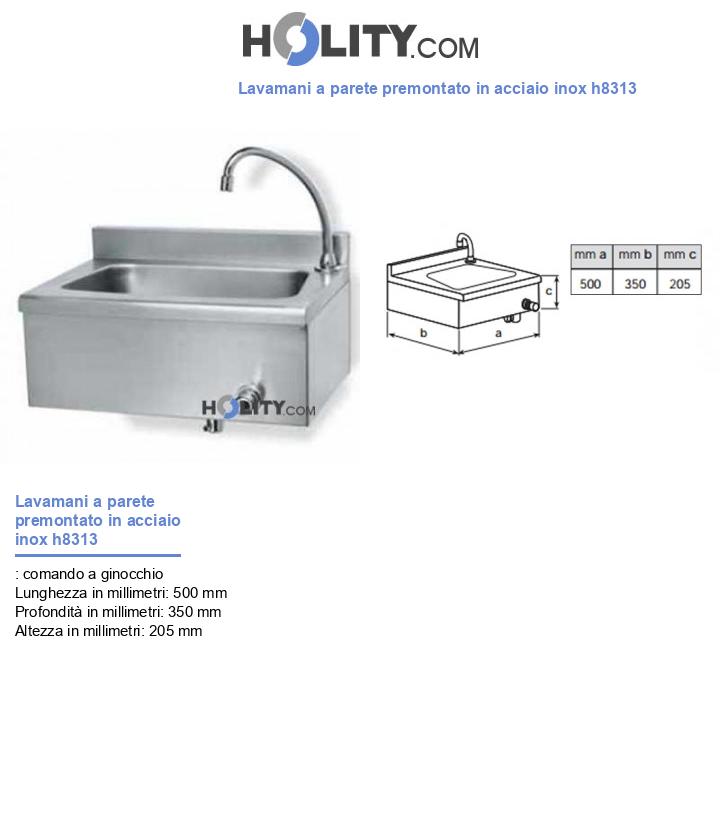 Lavamani a parete premontato in acciaio inox h8313