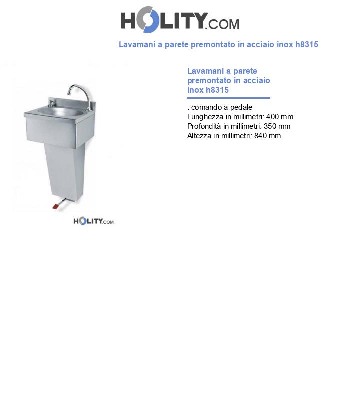 Lavamani a parete premontato in acciaio inox h8315