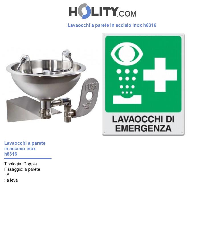 Lavaocchi a parete in acciaio inox h8316
