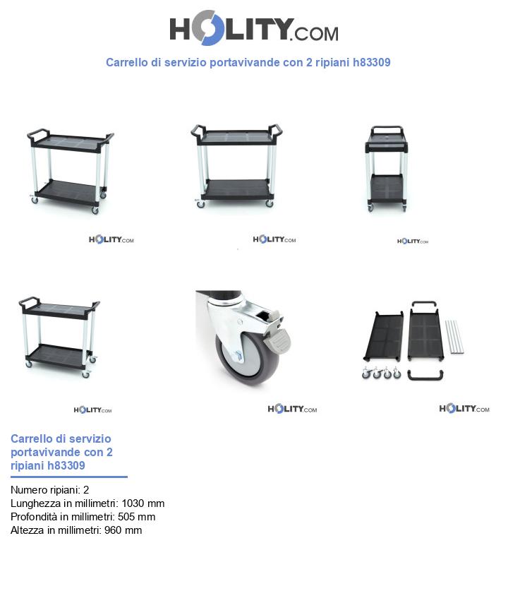 Carrello di servizio portavivande con 2 ripiani h83309
