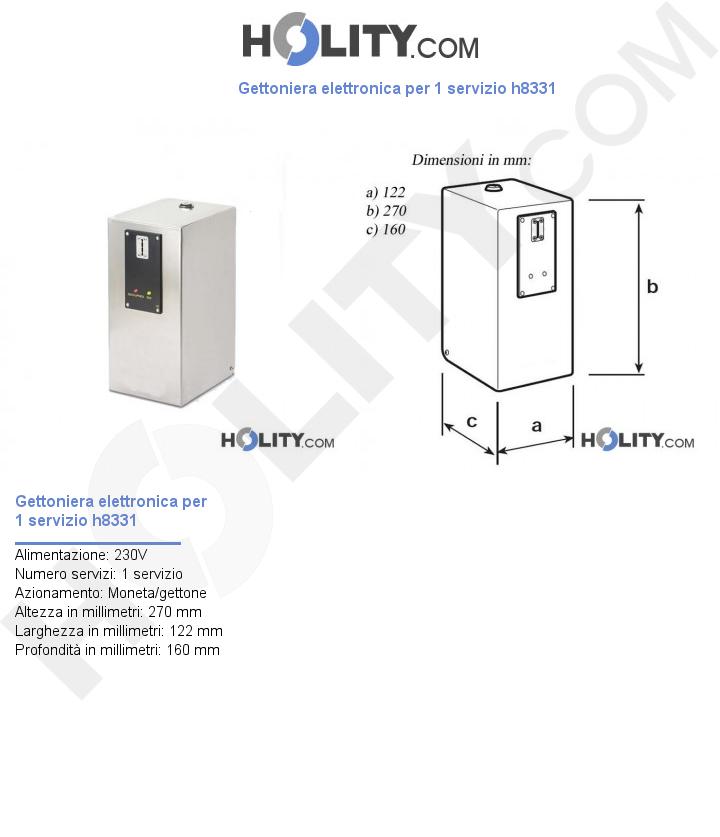 Gettoniera elettronica per 1 servizio h8331