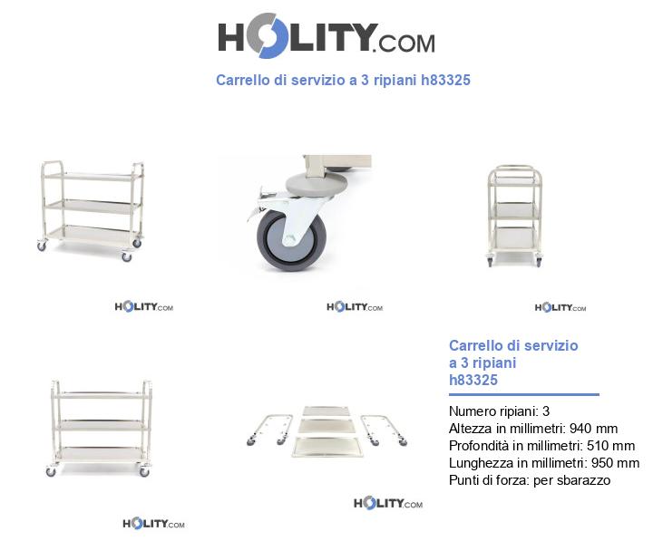 Carrello di servizio a 3 ripiani h83325