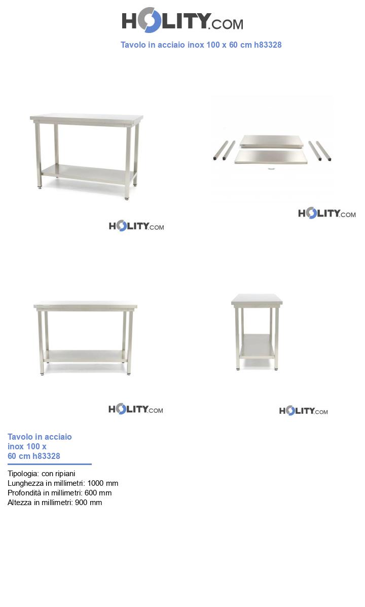 Tavolo in acciaio inox 100 x 60 cm h83328