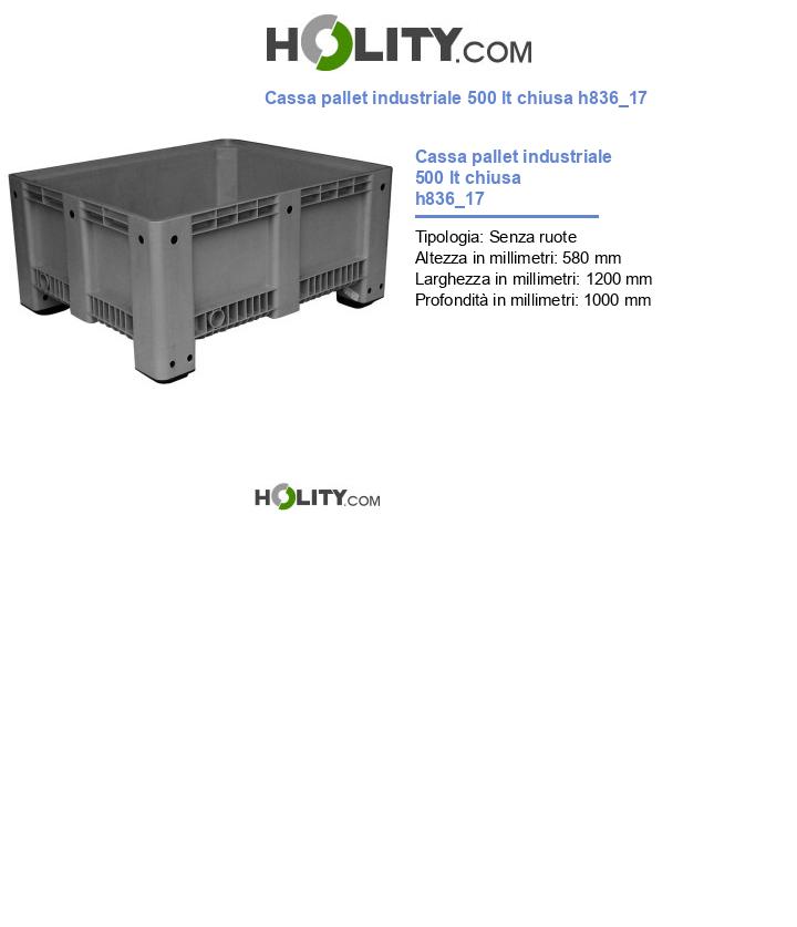 Cassa pallet industriale 500 lt chiusa h836_17