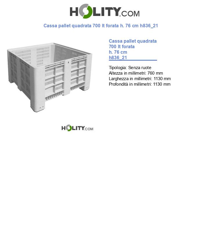 Cassa pallet quadrata 700 lt forata h. 76 cm h836_21