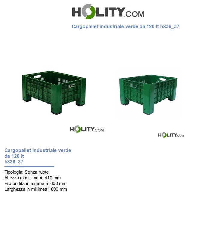 Cargopallet industriale verde da 120 lt h836_37