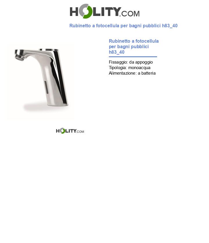 Rubinetto a fotocellula per bagni pubblici h83_40