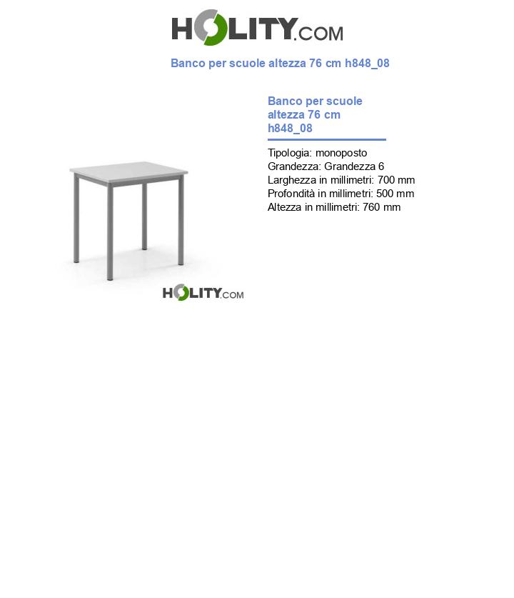 Banco per scuole altezza 76 cm h848_08