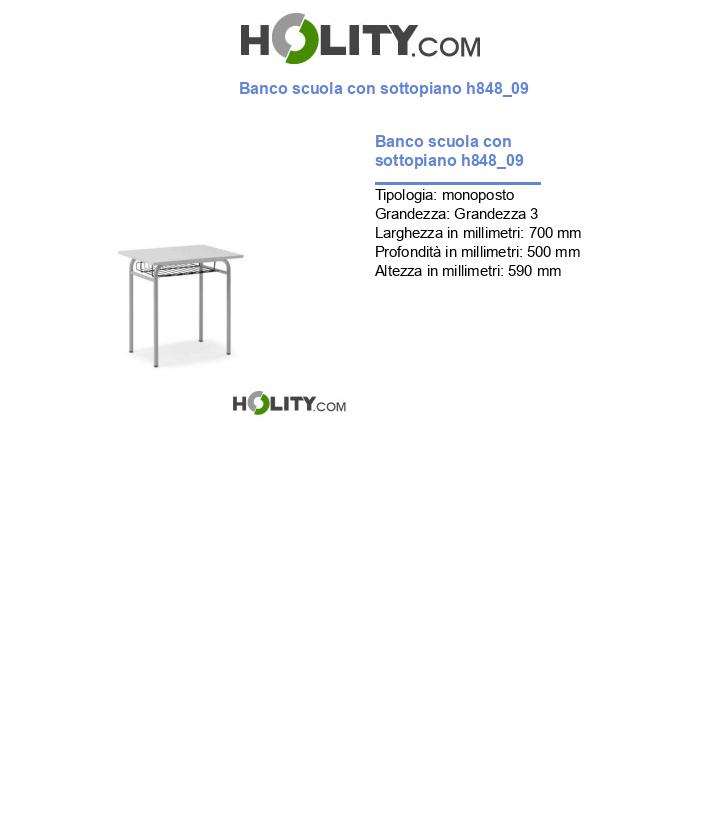 Banco scuola con sottopiano h848_09
