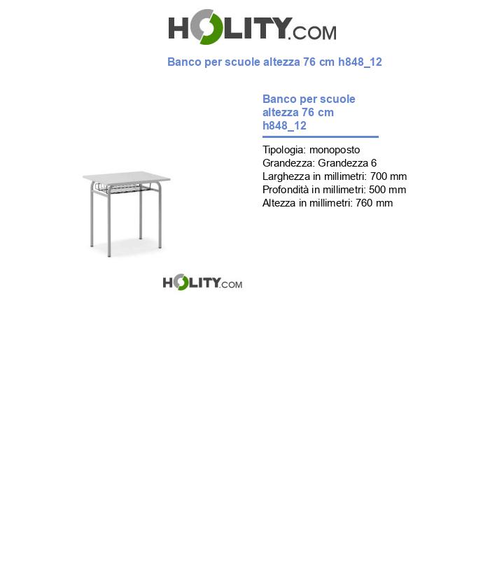 Banco per scuole altezza 76 cm h848_12