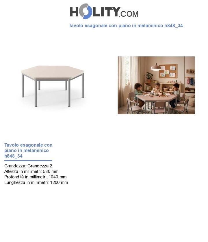 Tavolo esagonale con piano in melaminico h848_34
