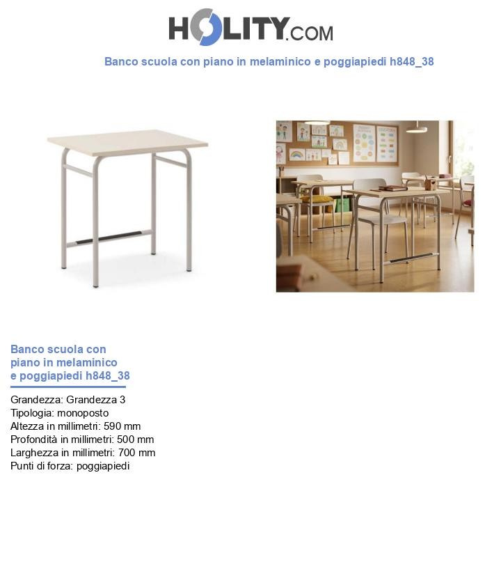 Banco scuola con piano in melaminico e poggiapiedi h848_38