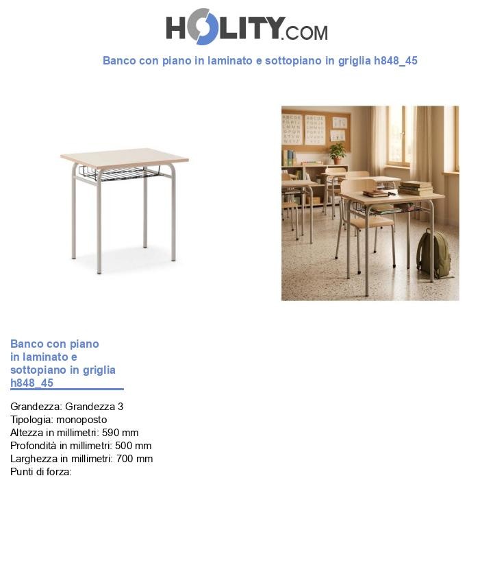 Banco con piano in laminato e sottopiano in griglia h848_45