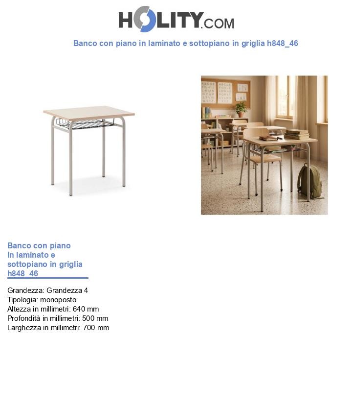 Banco con piano in laminato e sottopiano in griglia h848_46