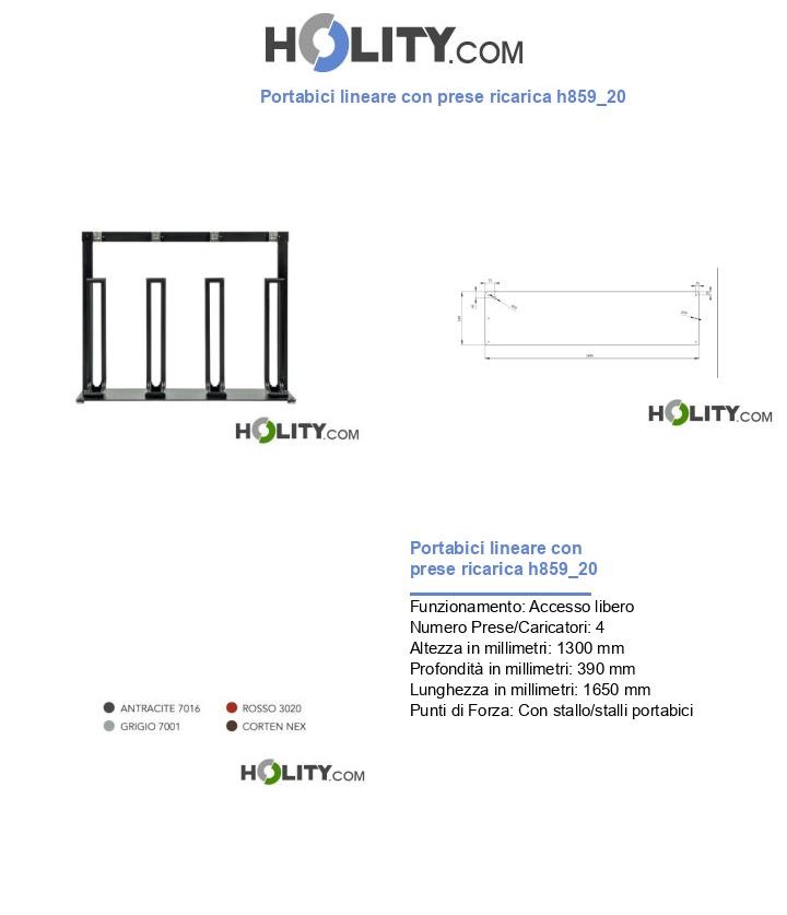 Portabici lineare con prese ricarica h859_20