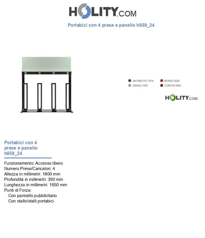 Portabici con 4 prese e panello h859_24