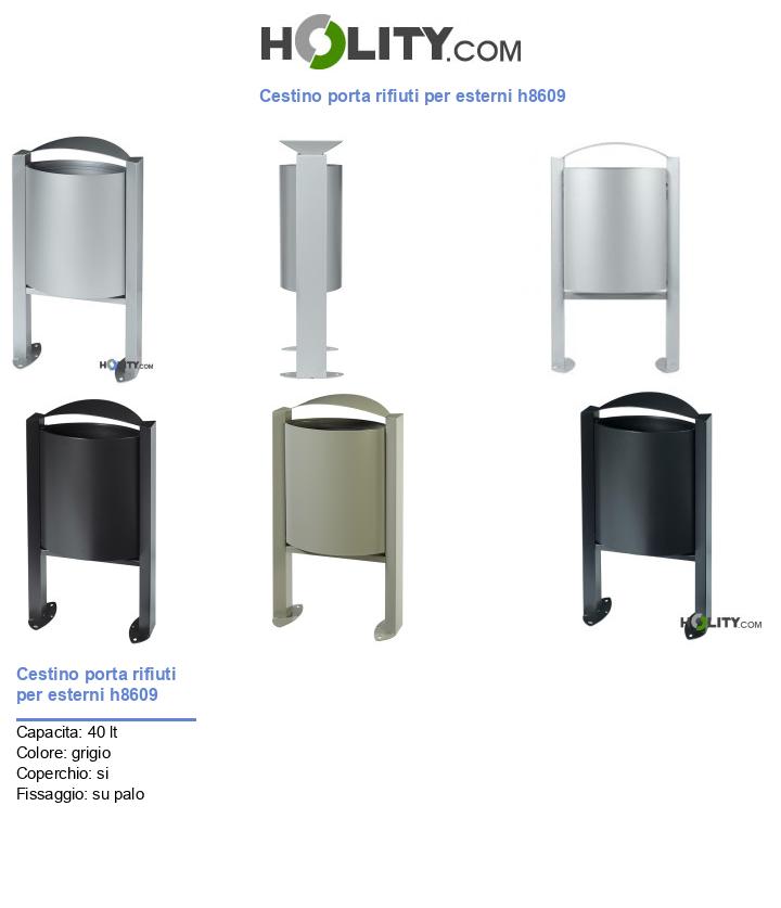 Cestino porta rifiuti per esterni h8609