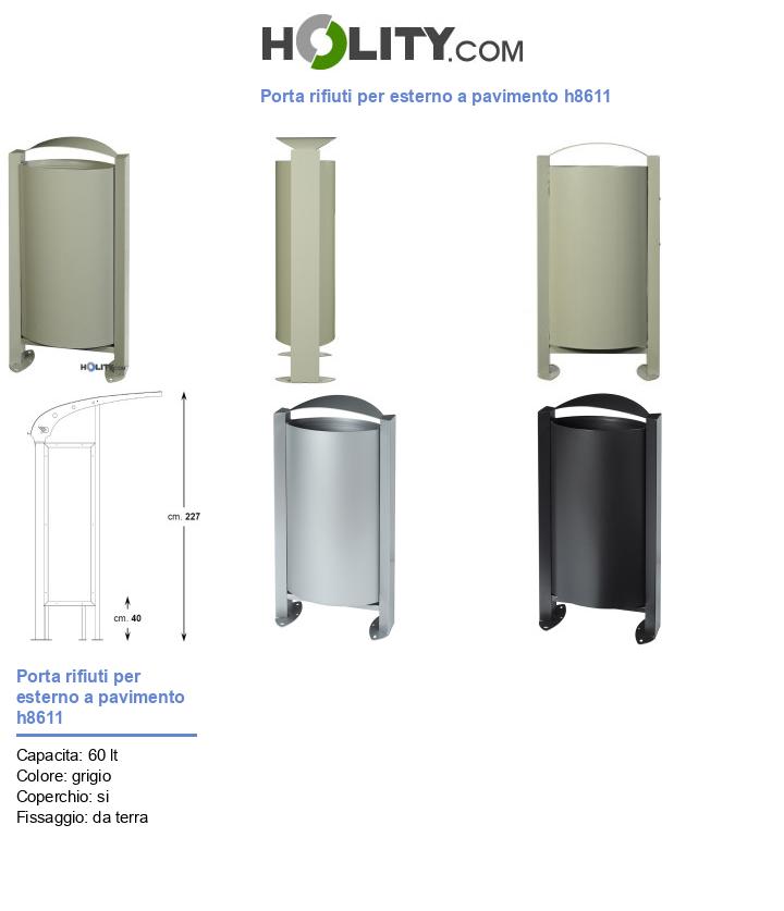 Porta rifiuti per esterno a pavimento h8611