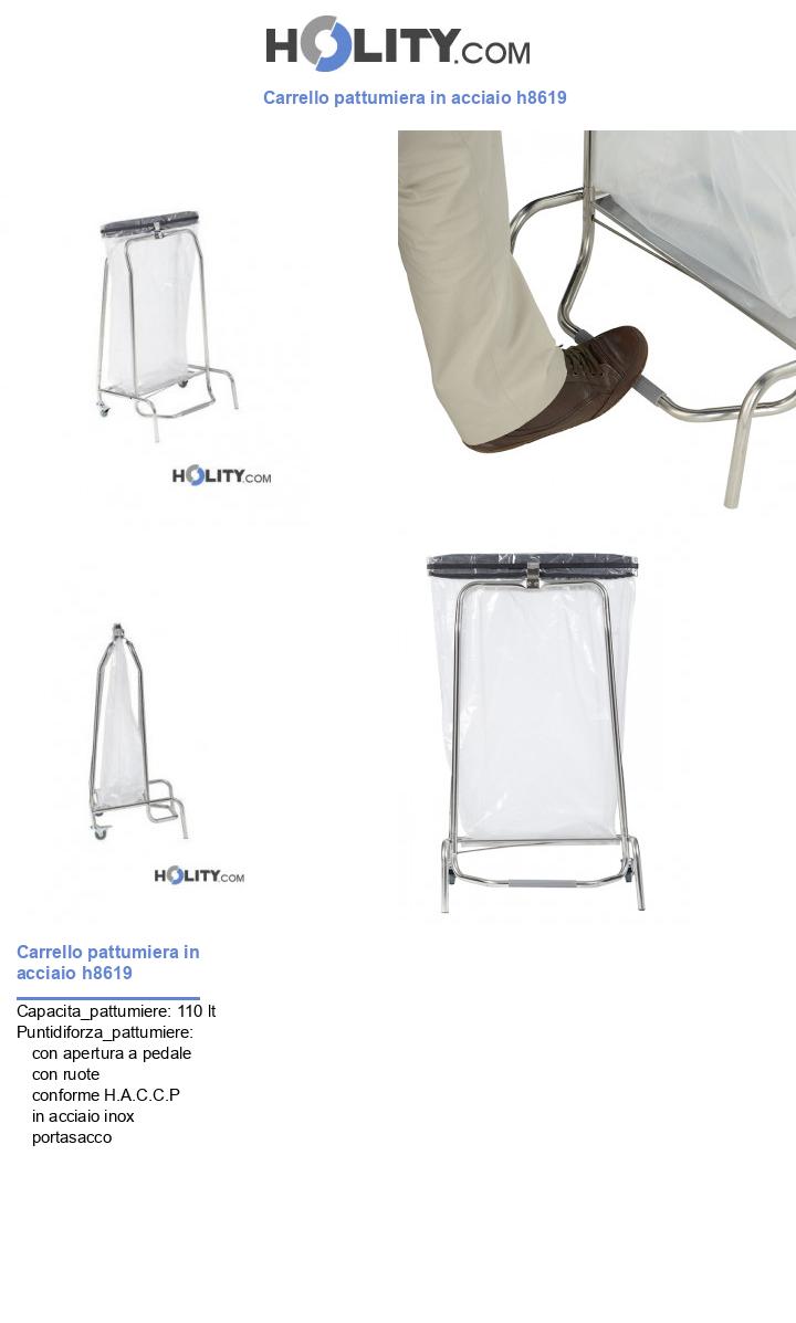 Carrello pattumiera in acciaio h8619