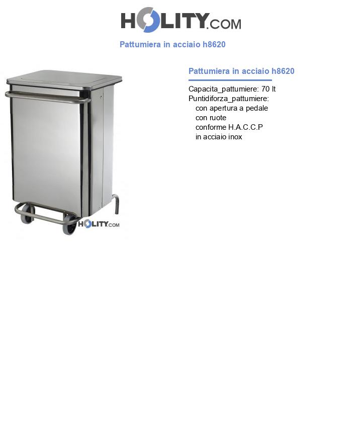 Pattumiera in acciaio h8620