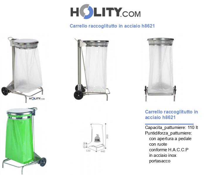 Carrello raccoglitutto in acciaio h8621