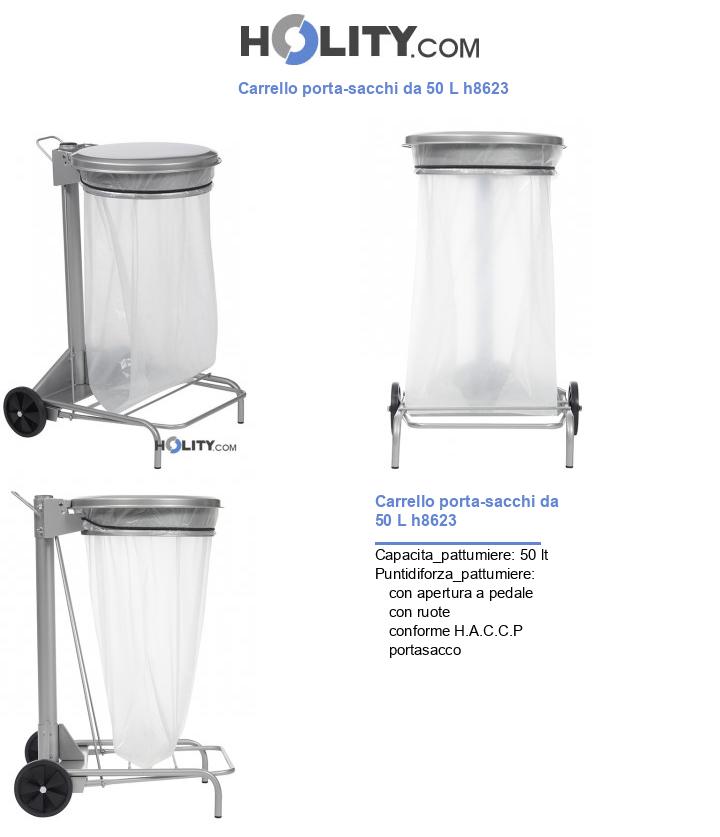 Carrello porta-sacchi da 50 L h8623