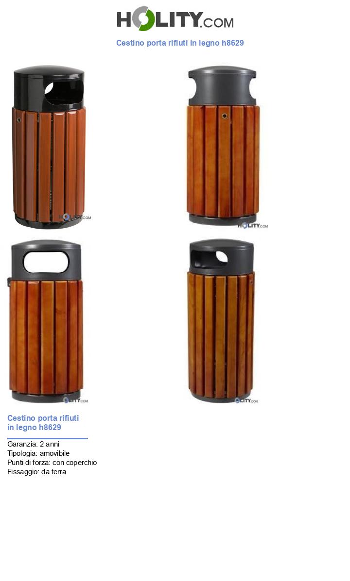 Cestino porta rifiuti in legno h8629