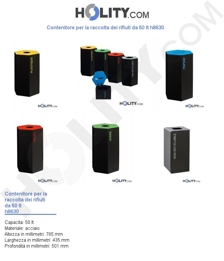Contenitore per la raccolta dei rifiuti da 50 lt h8630