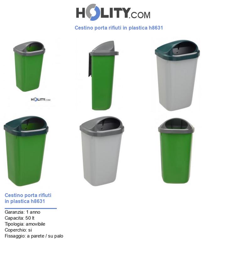 Cestino porta rifiuti in plastica h8631