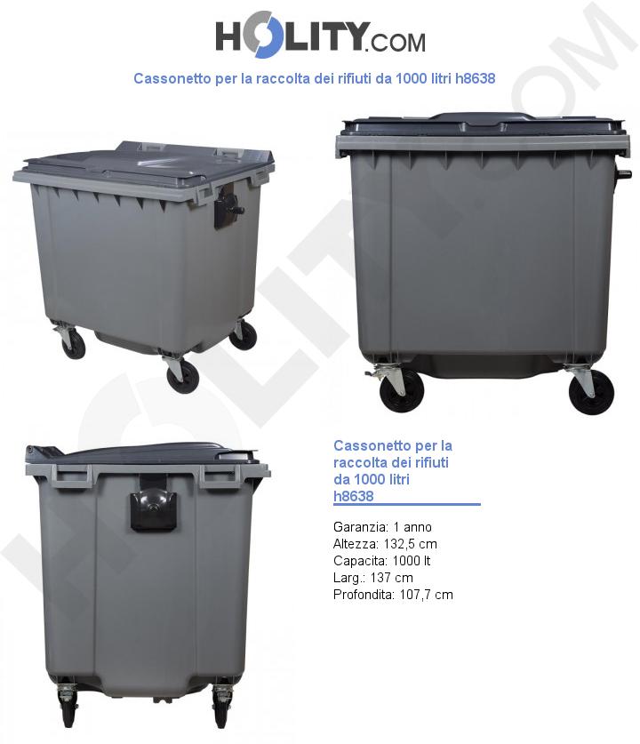 Cassonetto per la raccolta dei rifiuti da 1000 litri h8638