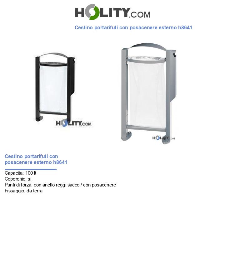 Cestino portarifuti con posacenere esterno h8641