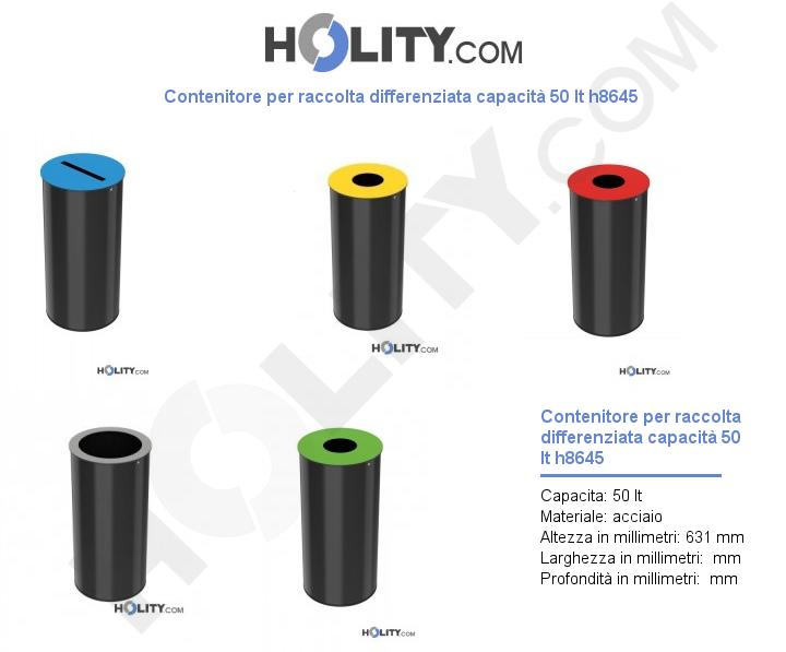 Contenitore per raccolta differenziata capacità 50 lt h8645