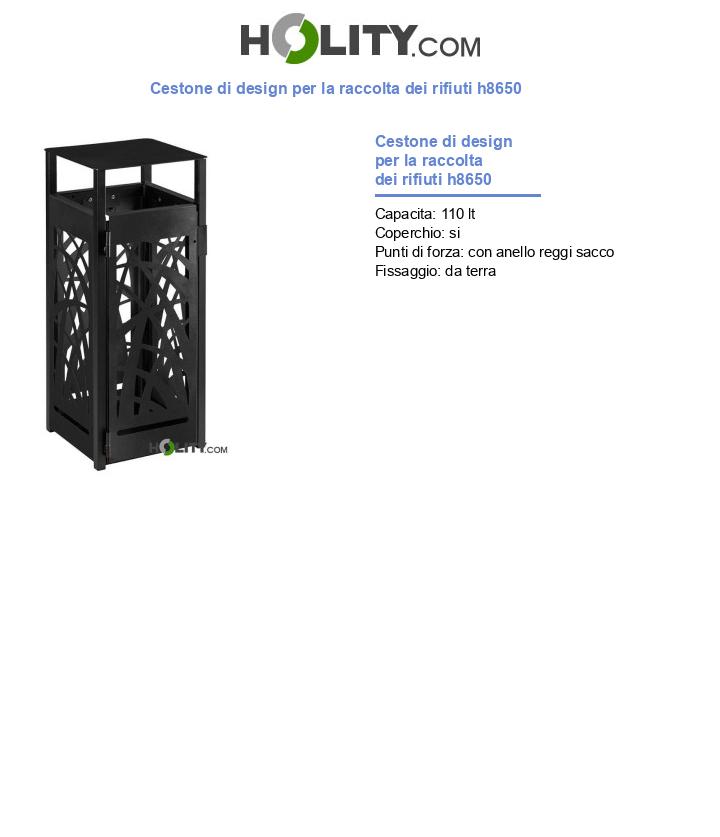 Cestone di design per la raccolta dei rifiuti h8650