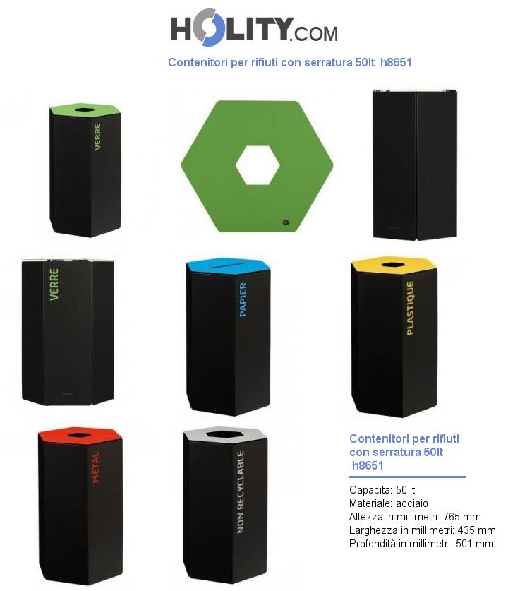 Contenitori per rifiuti con serratura 50lt h8651
