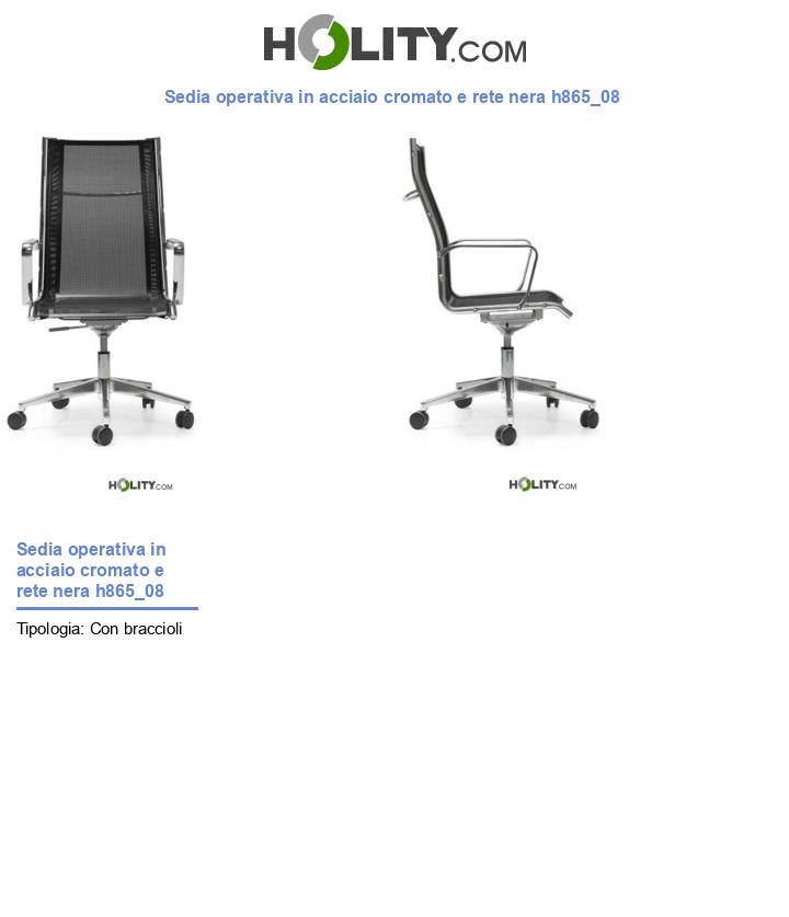 Sedia operativa in acciaio cromato e rete nera h865_08
