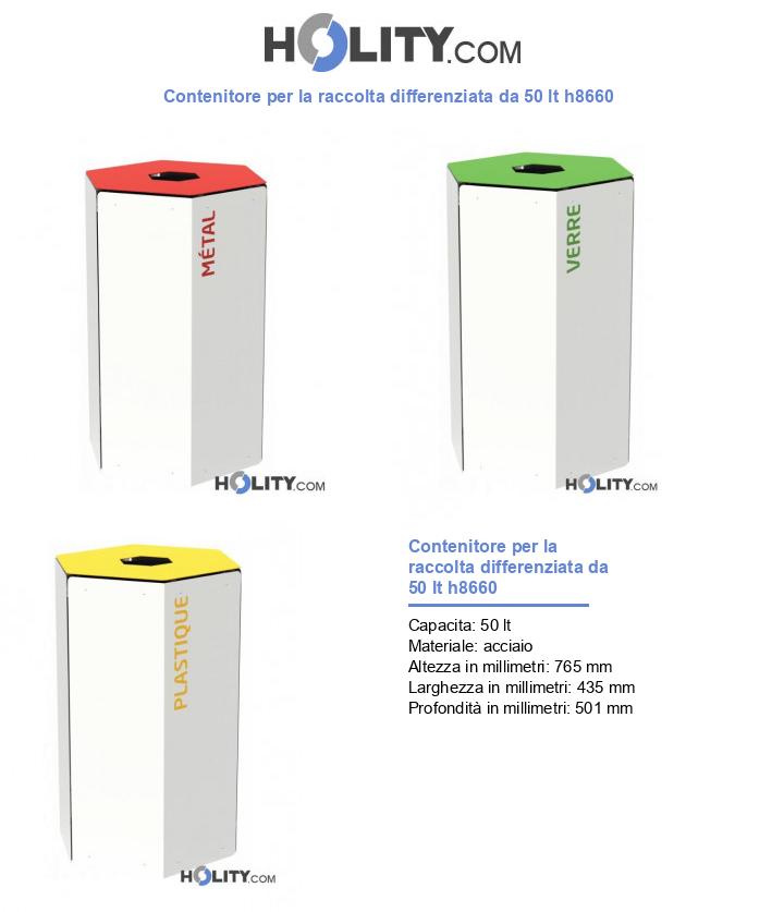 Contenitore per la raccolta differenziata da 50 lt h8660
