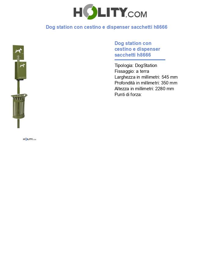 Dog station con cestino e dispenser sacchetti h8666