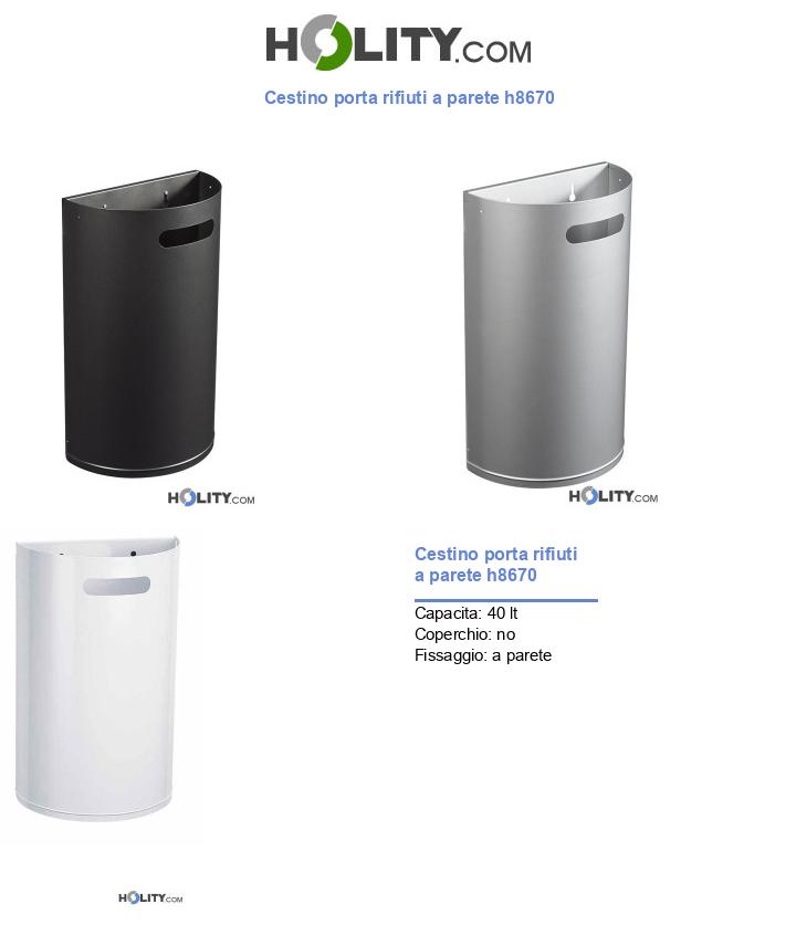 Cestino porta rifiuti a parete h8670