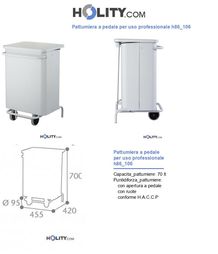 Pattumiera a pedale per uso professionale h86_106