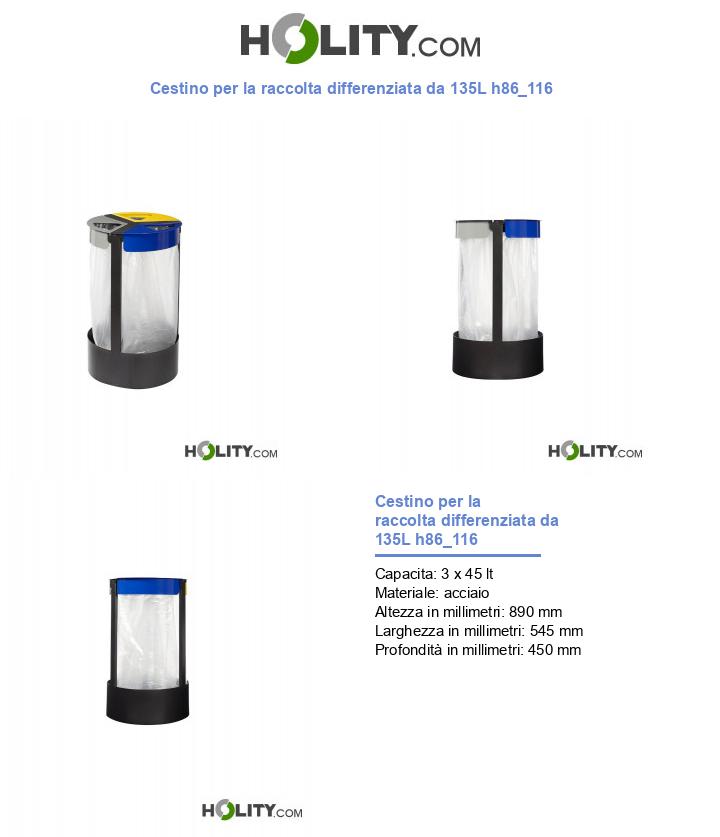 Cestino per la raccolta differenziata da 135L h86_116