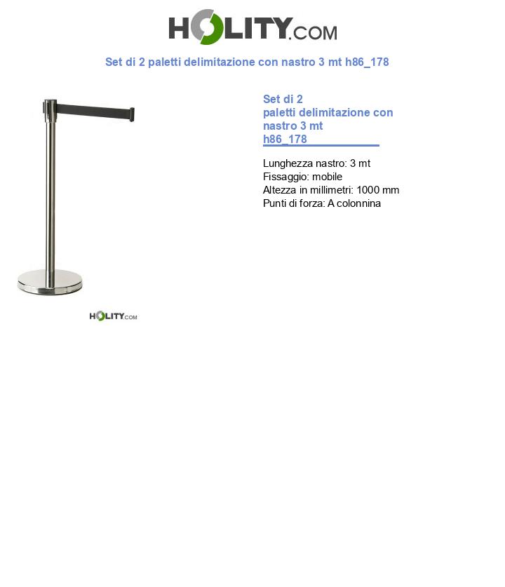 Set di 2 paletti delimitazione con nastro 3 mt h86_178