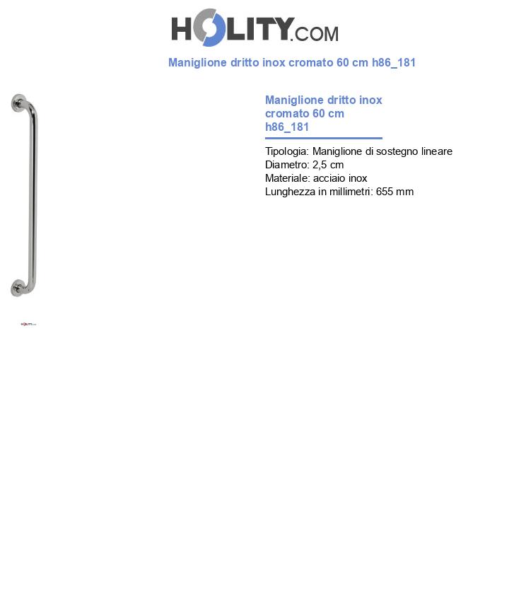 Maniglione dritto inox cromato 60 cm h86_181