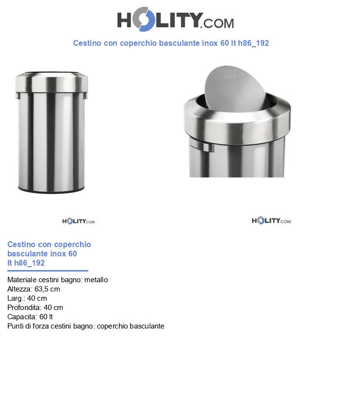 Cestino con coperchio basculante inox 60 lt h86_192