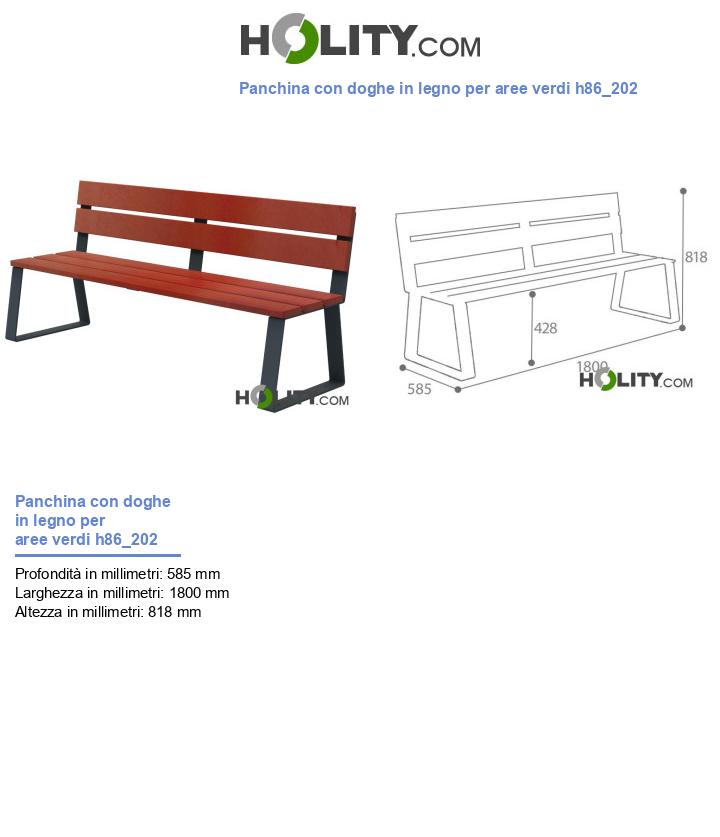 Panchina con doghe in legno per aree verdi h86_202